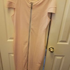 SOLD Pink Zipper Detail Midi Dress